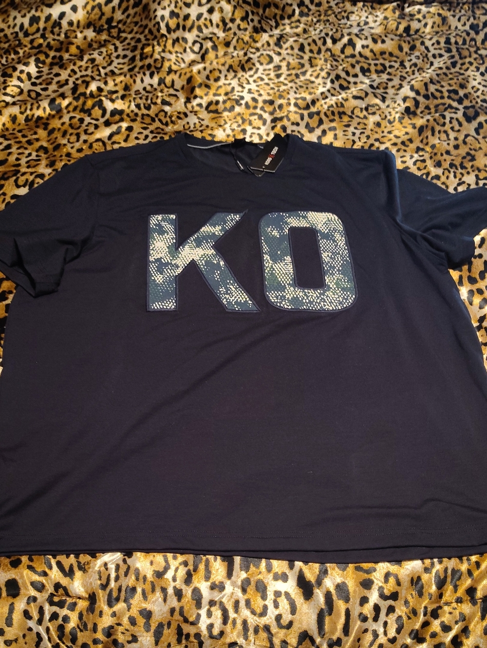 Michael Kors Boys Navy Tee with Textured KO Graphic